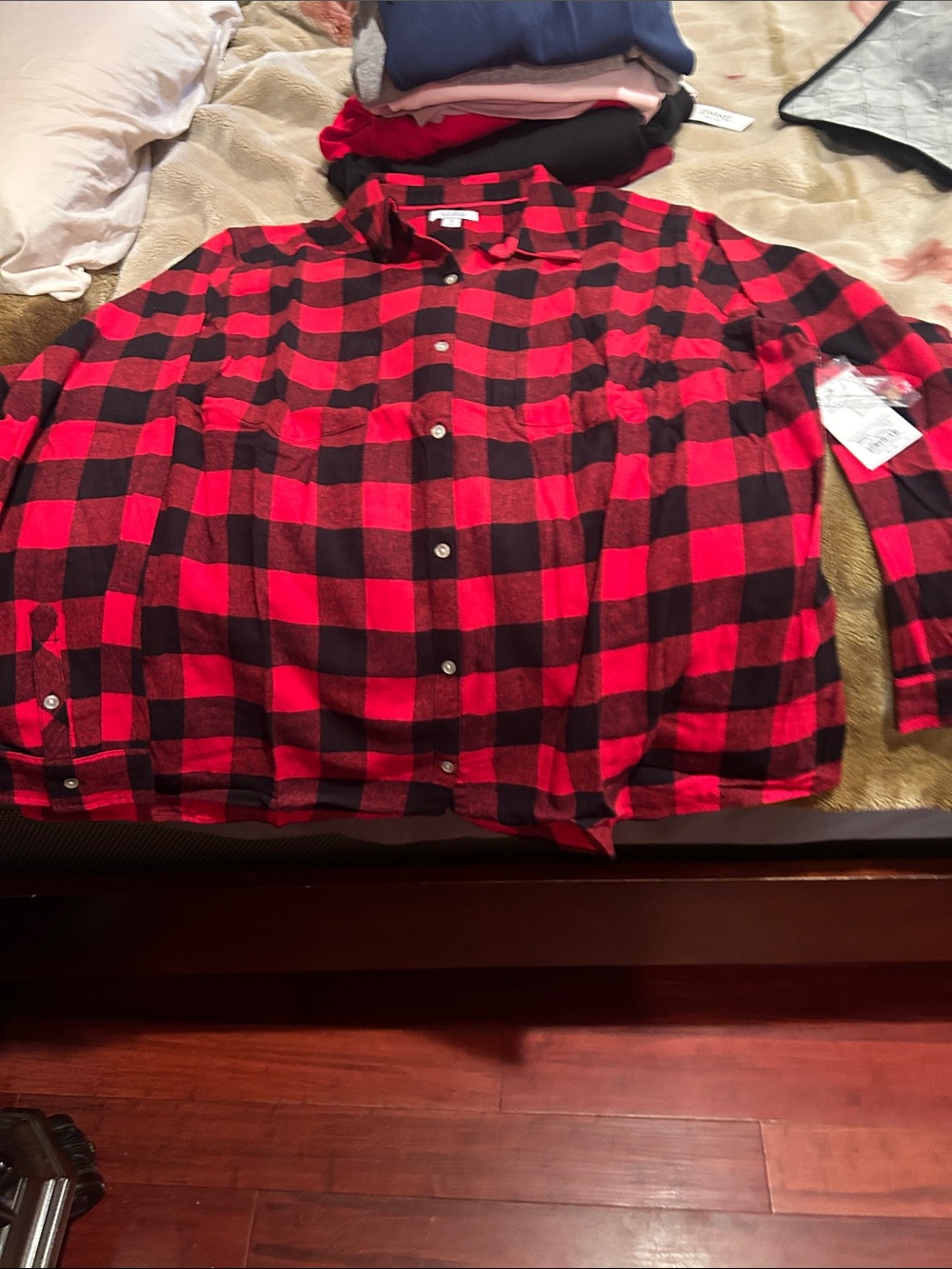 Kohl's Red and Black Buffalo Plaid Button-Down Shirt